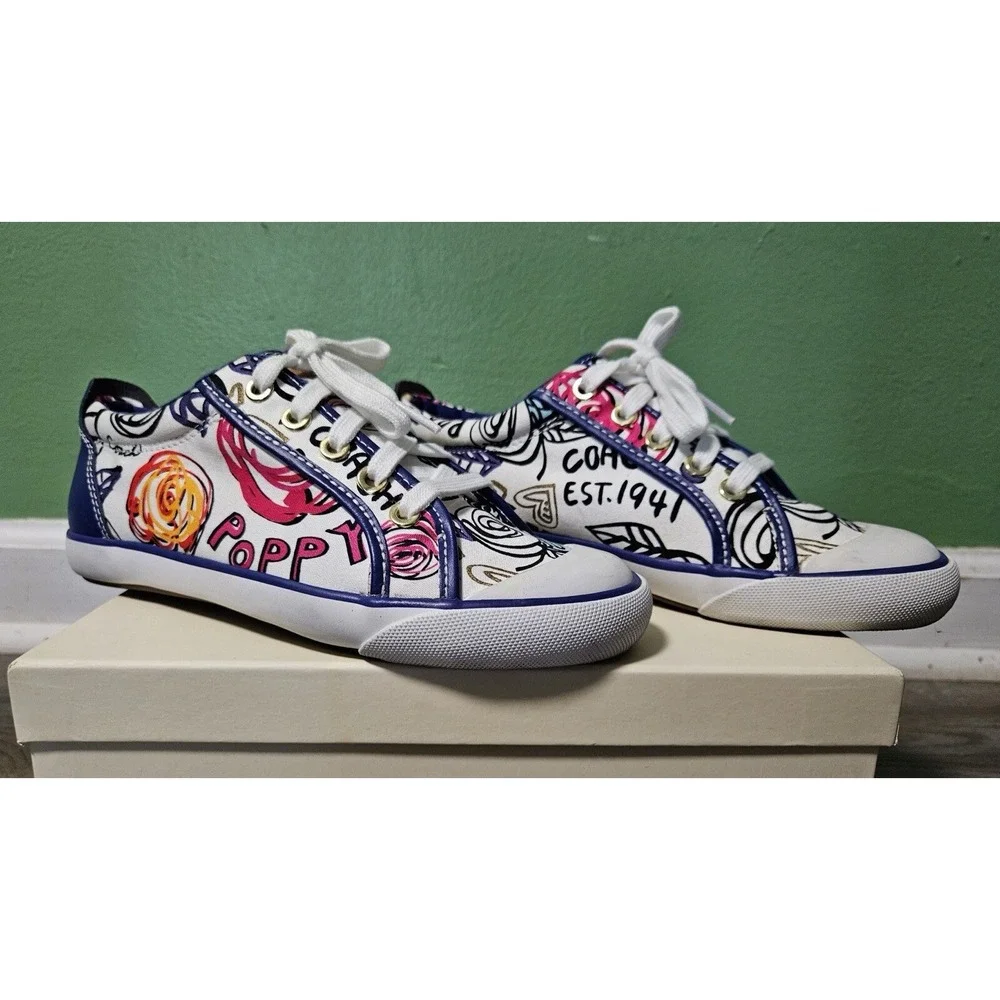 Coach Bev /‎ Barrett Poppy Graffiti 1941 Floral Canvas Sneakers